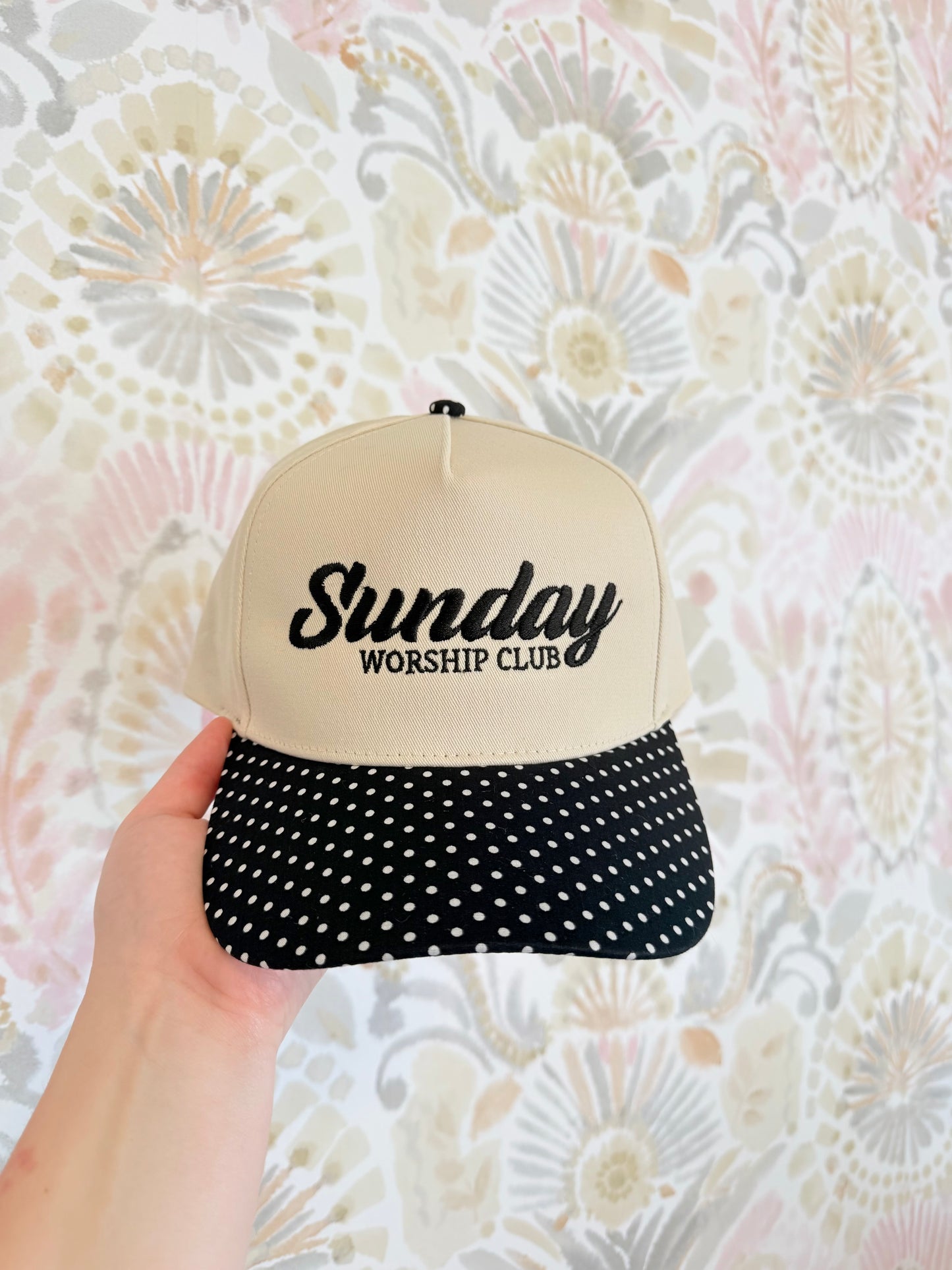 Sunday Worship Club Black/White Polka Dotted Hat