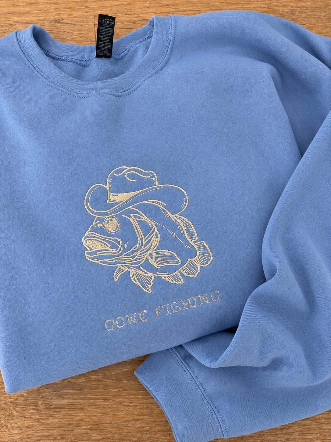 Gone Fishing Carolina Blue Gildan Sweatshirt