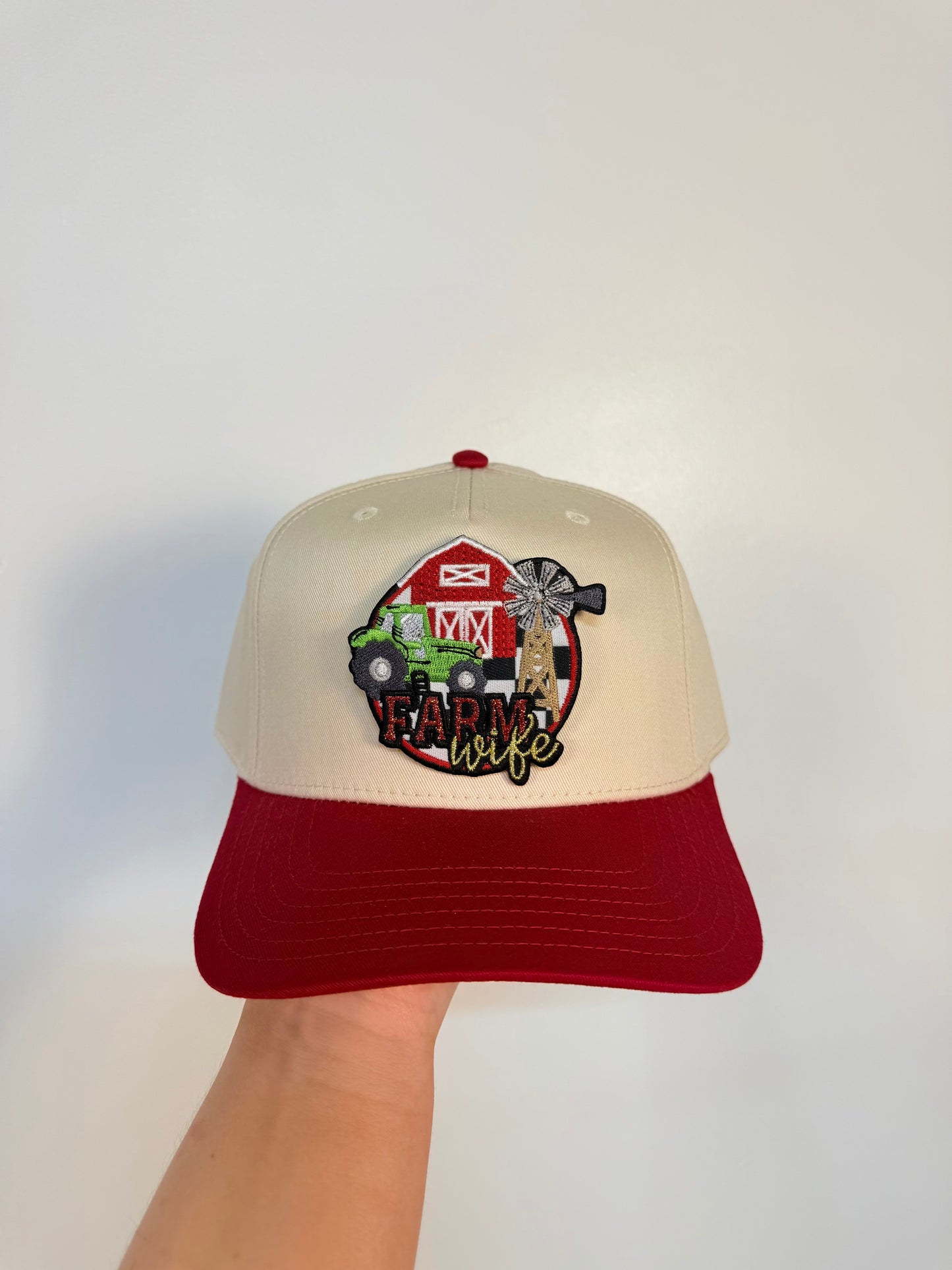 Farmers Wife Trucker Hat - Red/Cream