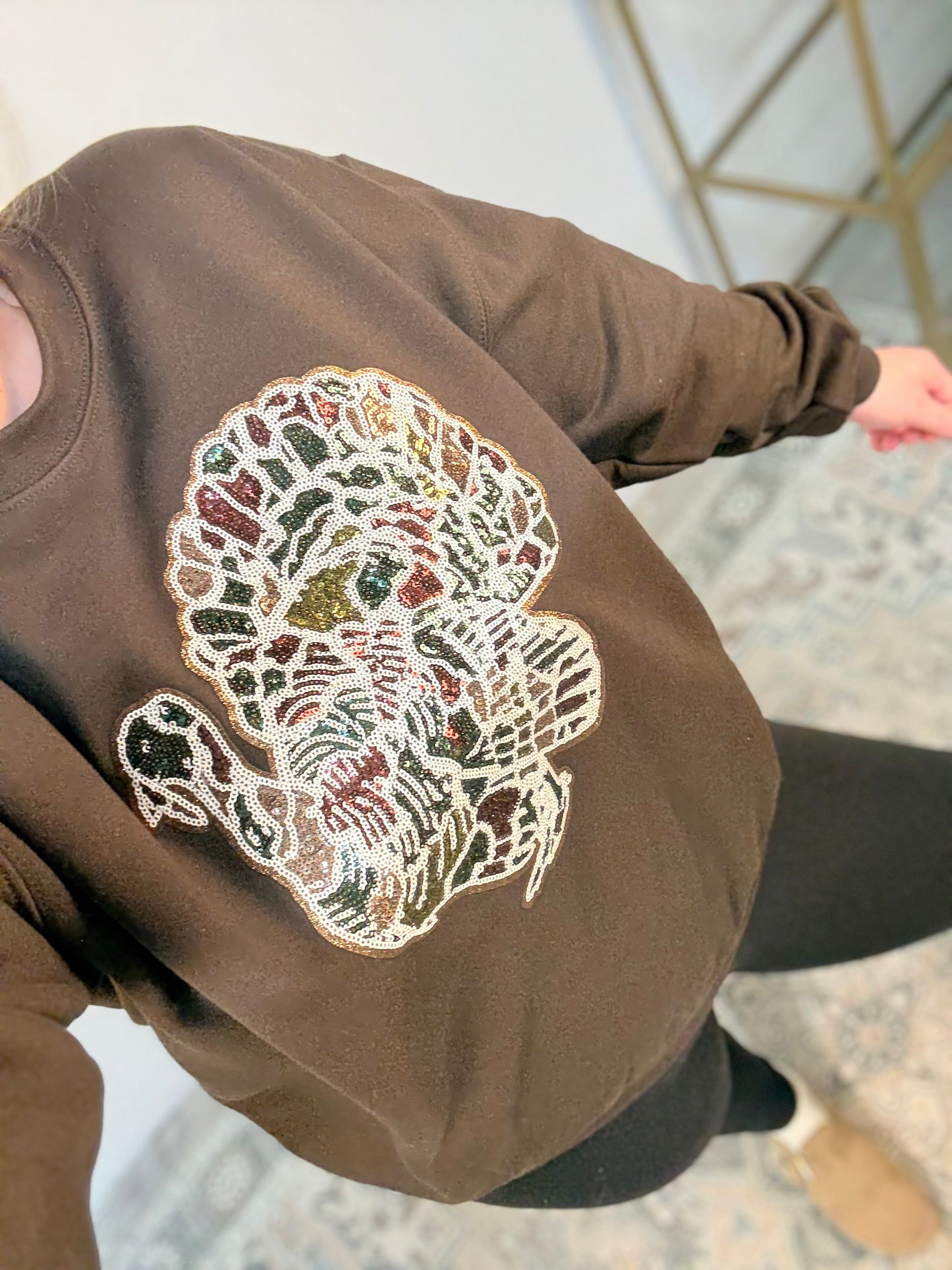 Sequin Camo Turkey Sweatshirt