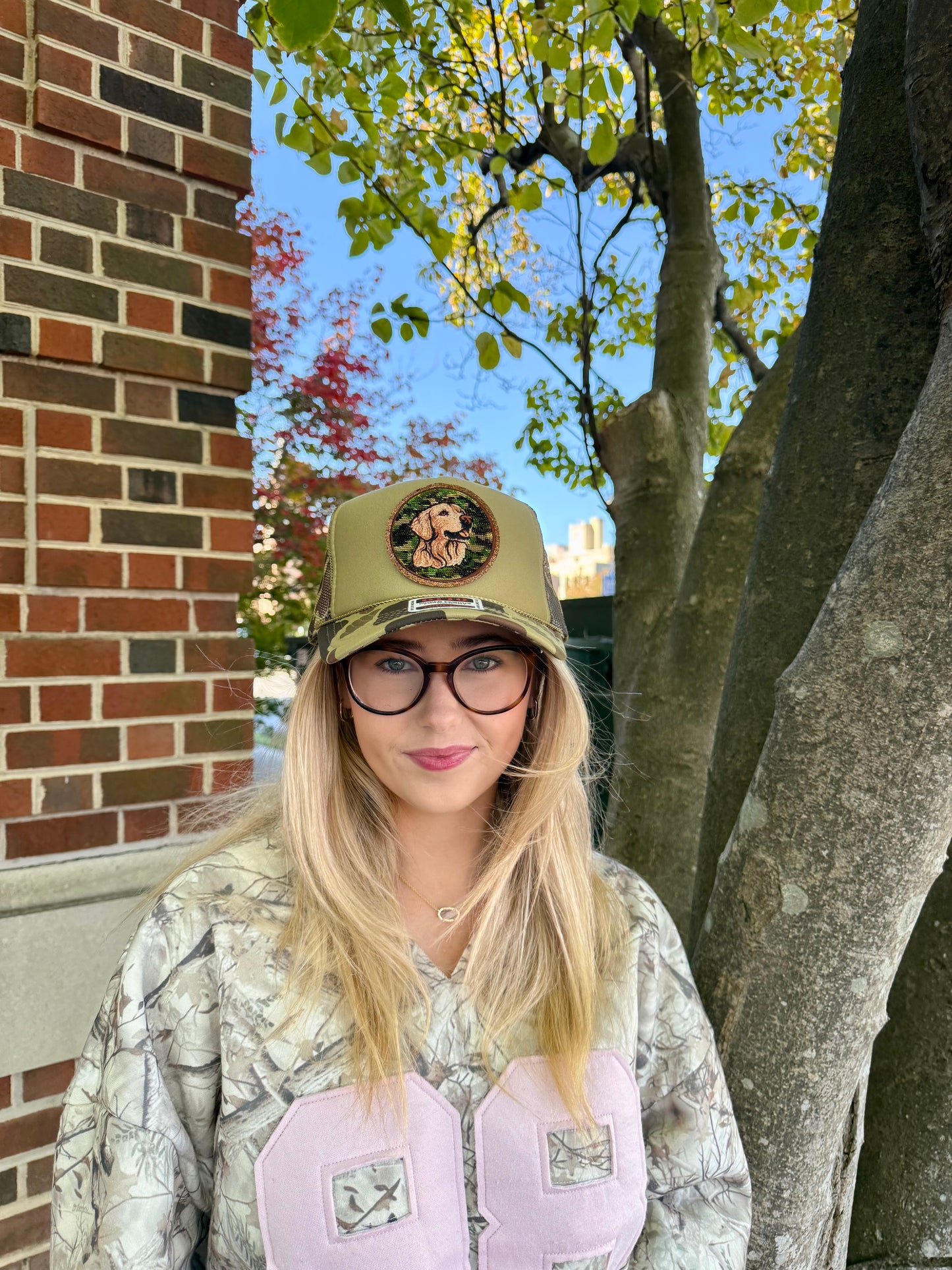 Golden Retriever Sequin Camo Trucker Hat