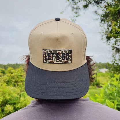 Lets Go Trucker Hat - Black & Khaki
