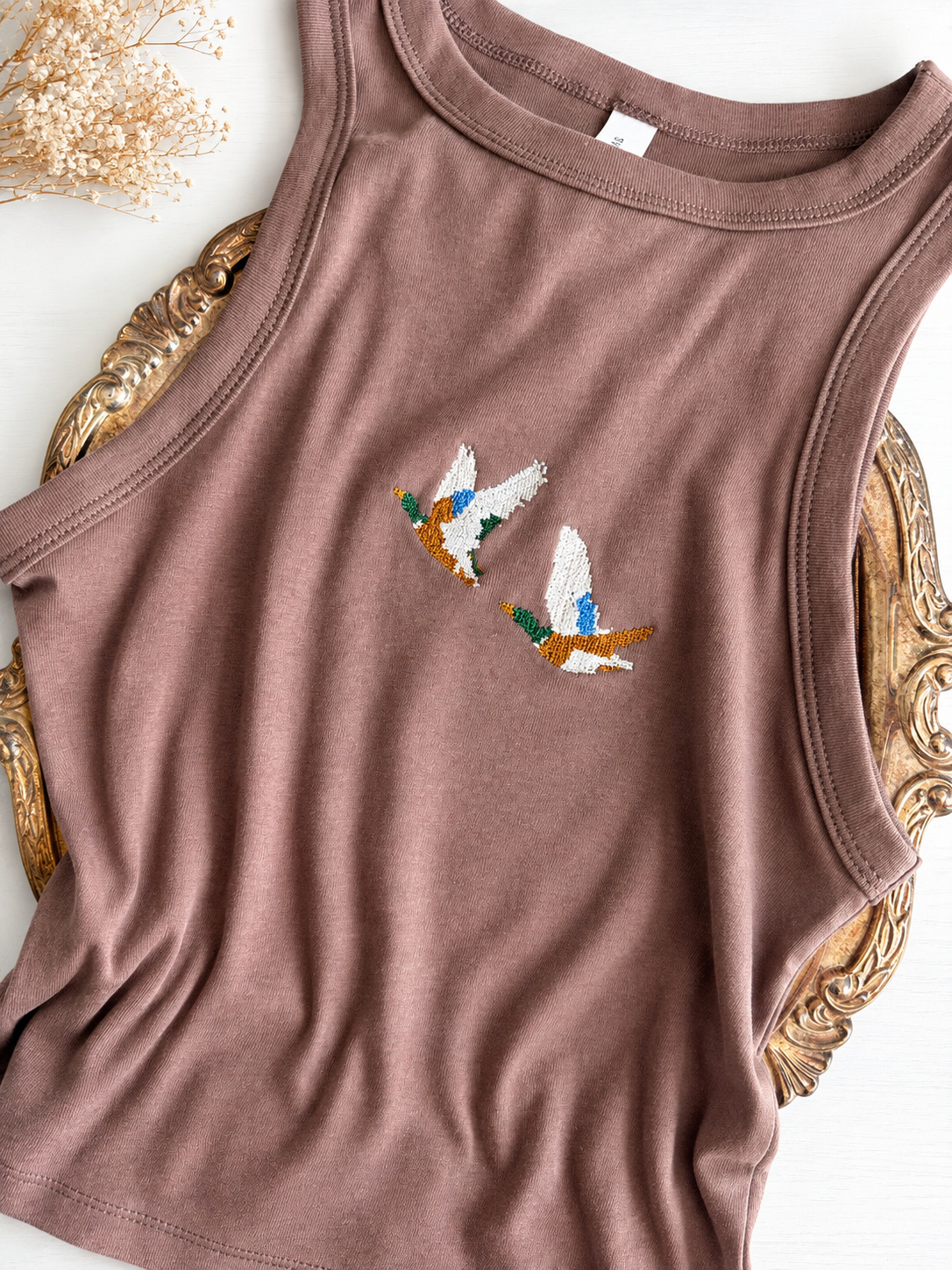 Mallard Cross Stitch Embroidered Tank