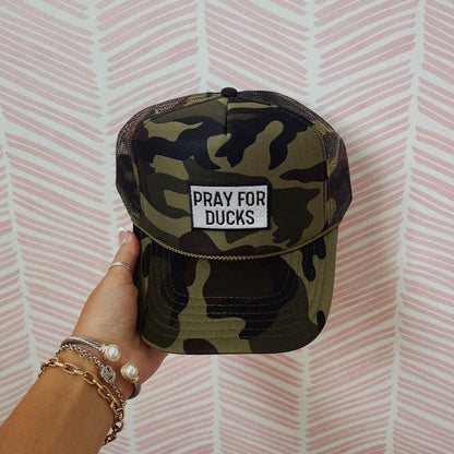 Pray For Ducks Trucker Hat - Full Camo