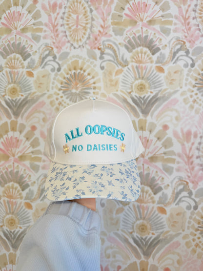 All Oopsies No Daises Blue Floral Trucker Hat