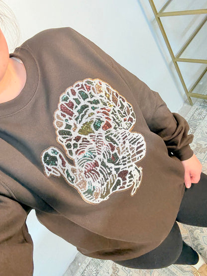 Sequin Camo Turkey Sweatshirt