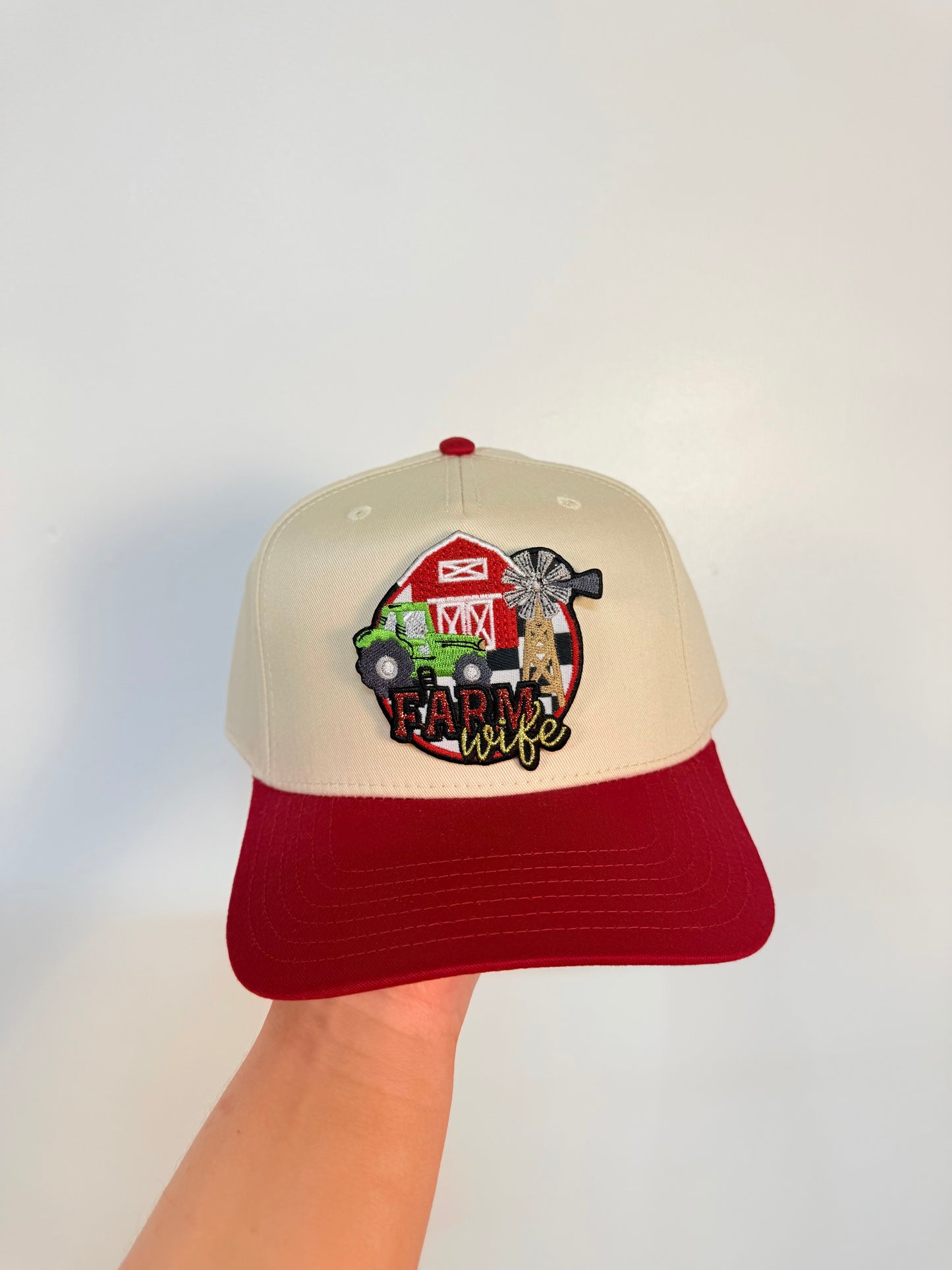 Farmers Wife Trucker Hat - Red/Cream