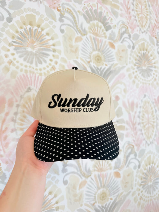Sunday Worship Club Black/White Polka Dotted Hat