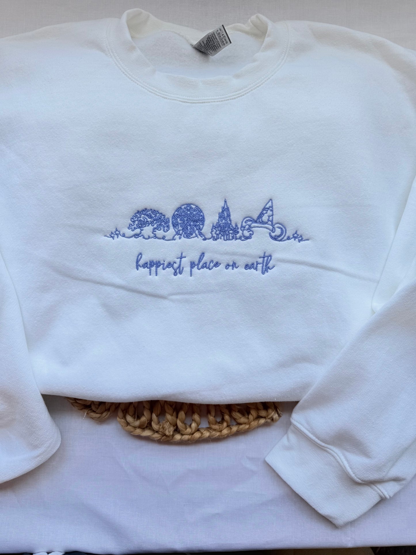Happiest Place On Earth White Gildan Sweatshirt