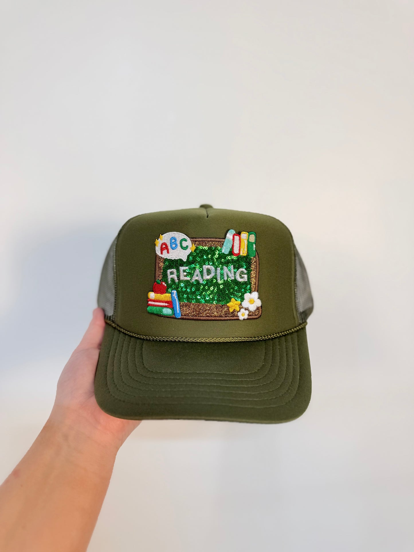 Teacher “Reading” Olive Trucker Hat