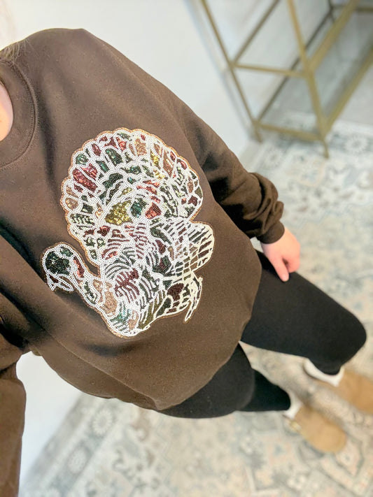 Sequin Camo Turkey Sweatshirt