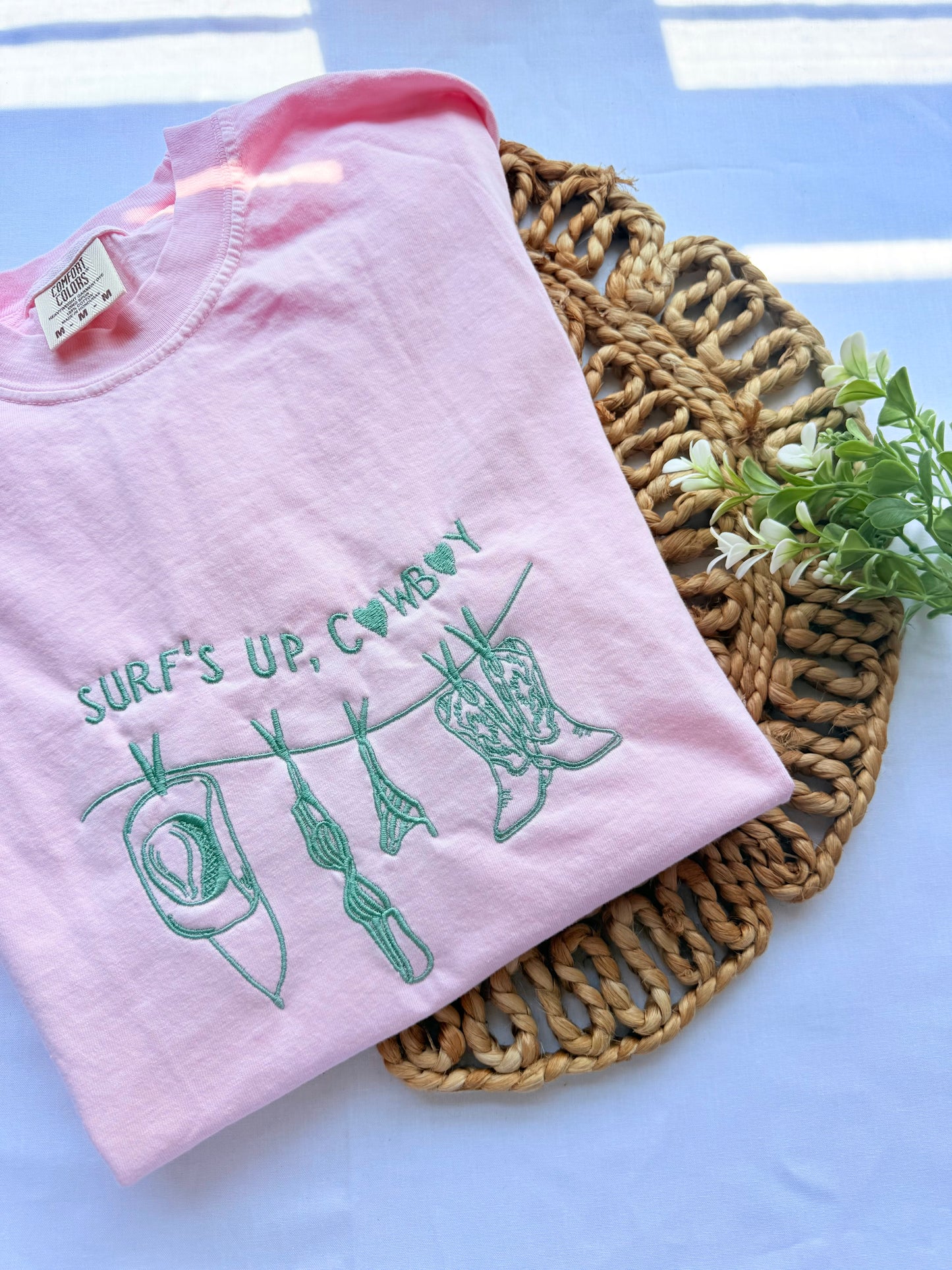 Surfs Up Cowboy Pink Comfort Colors T- Shirt