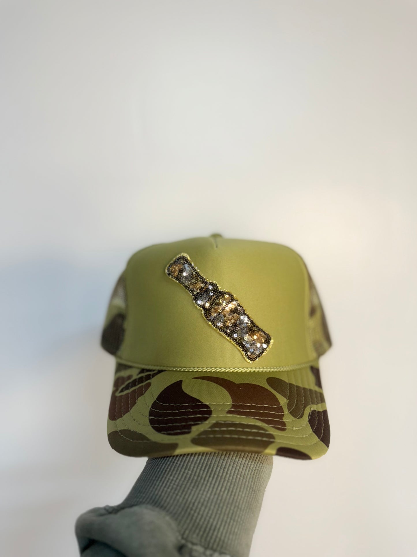 Light Camo Sequin Duck Call Trucker Hat