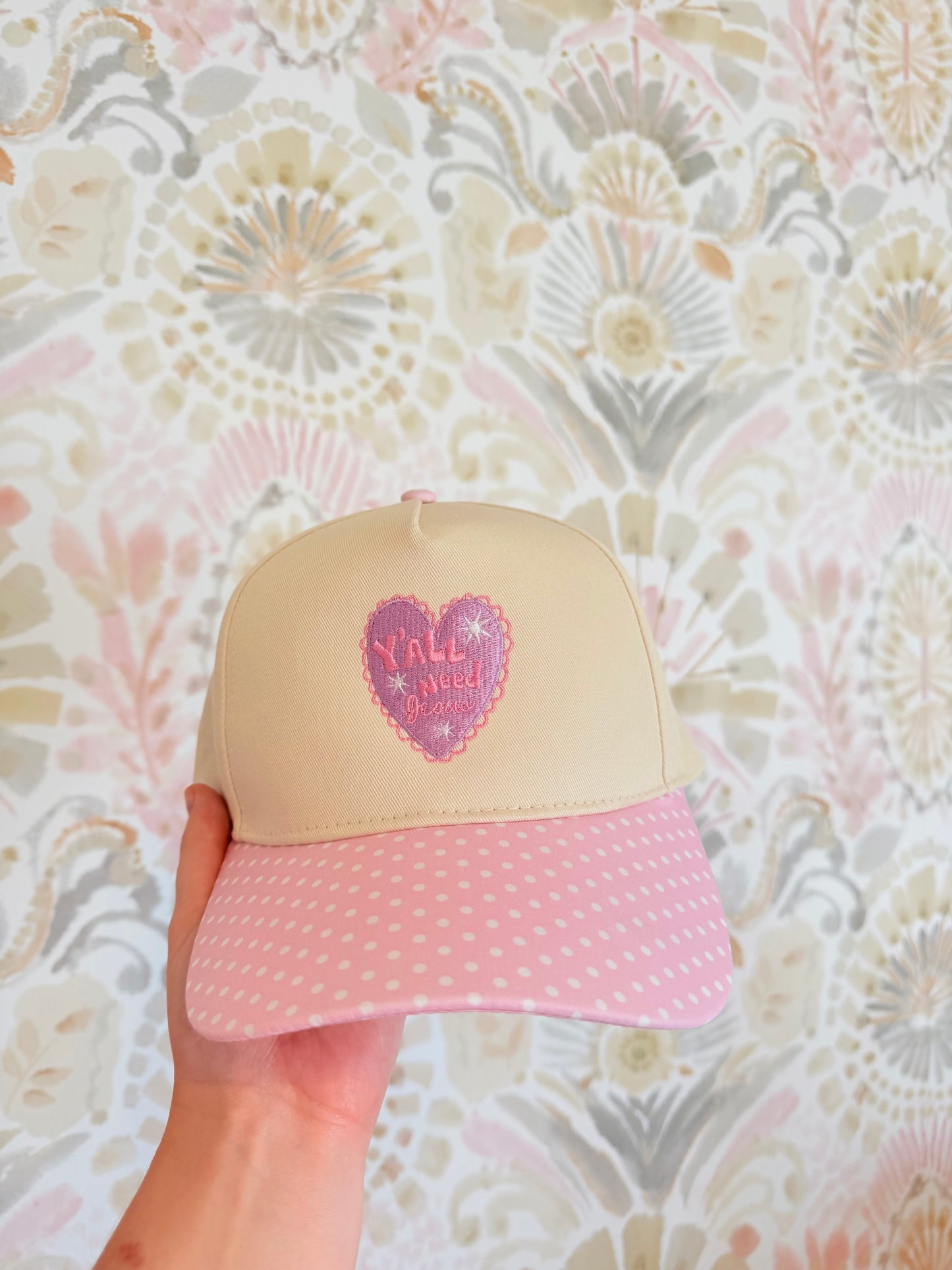 Yall Need Jesus Pink Polka-Dot Hat