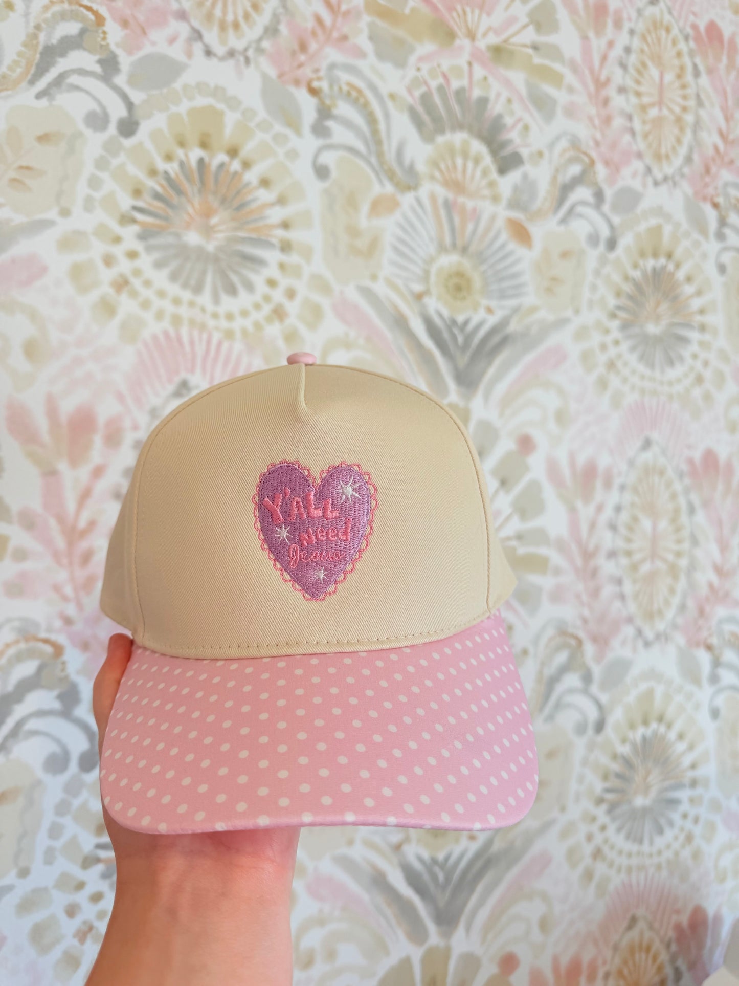 Yall Need Jesus Pink Polka-Dot Hat