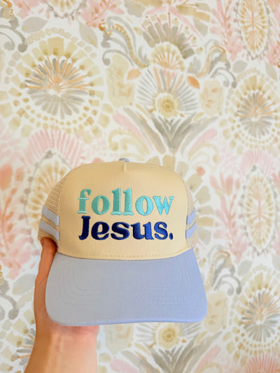 Follow Jesus Blue Side Striped Hat