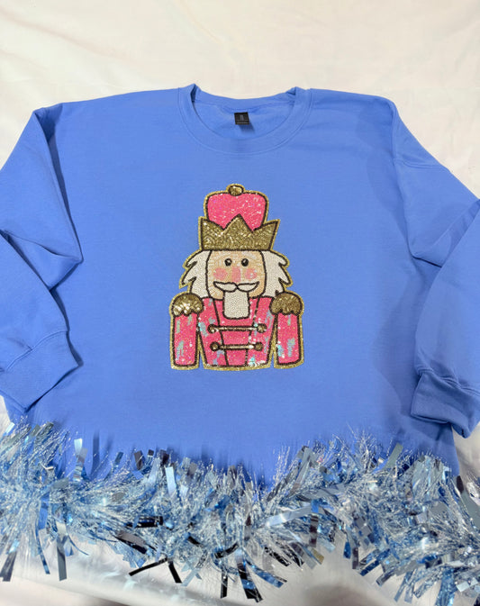 Sequin Nutcracker Blue Sweatshirt