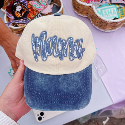Mama Trucker Hat - Denim & Tan