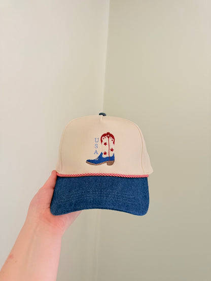 Patriotic Boot Denim Trucker Hat
