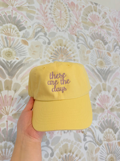 “These are the days” Purple/Yellow Cotton Hat