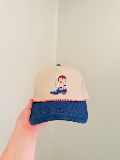 Patriotic Boot Denim Trucker Hat