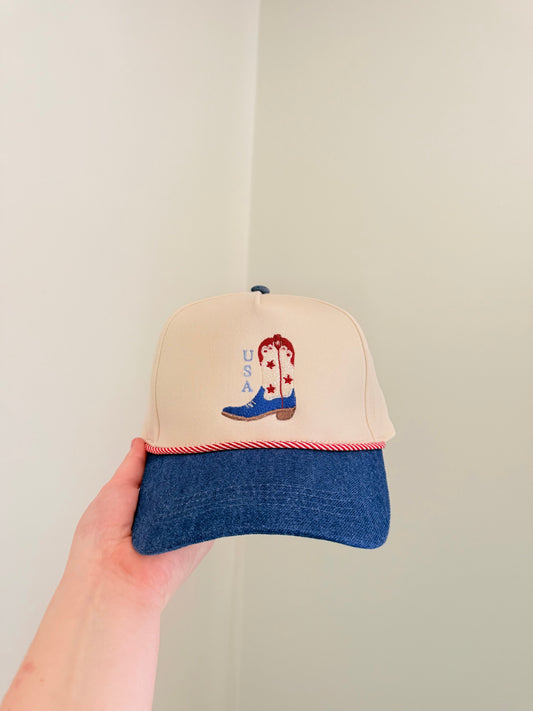 Patriotic Boot Denim Trucker Hat