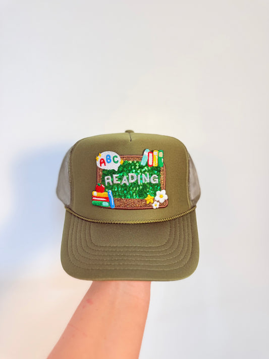 Teacher “Reading” Olive Trucker Hat