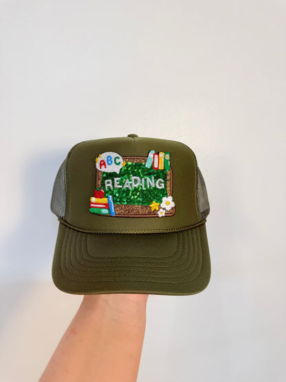 Teacher “Reading” Olive Trucker Hat