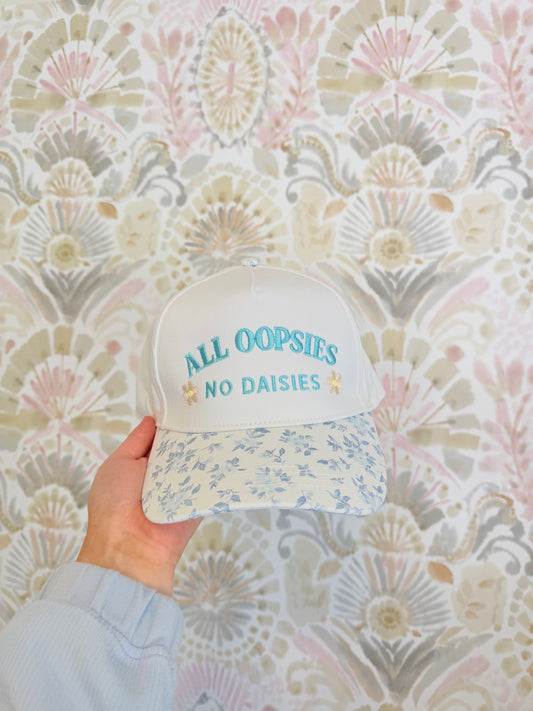 All Oopsies No Daises Blue Floral Trucker Hat