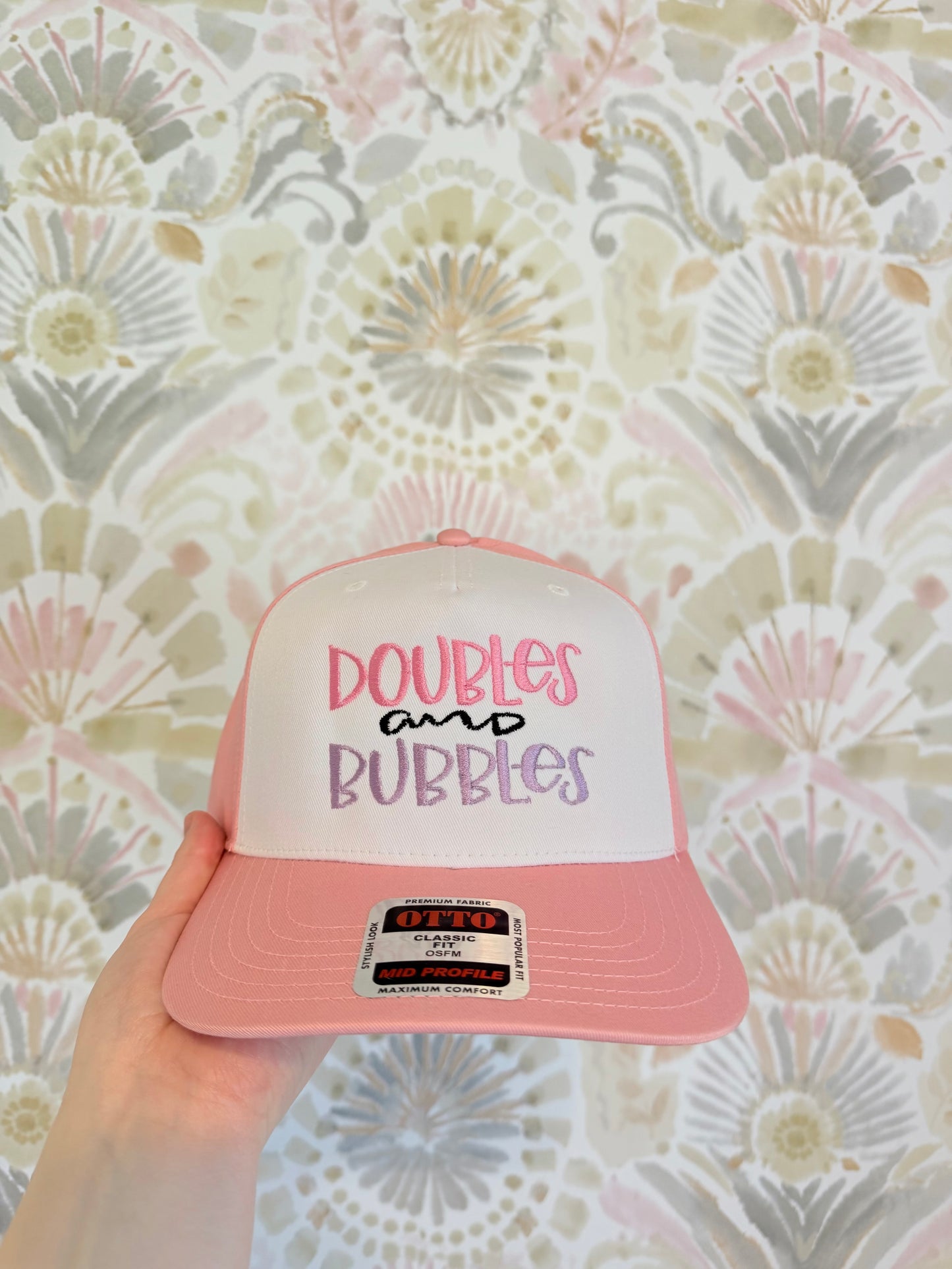 Doubles & Bubbles Pink/White Baseball Hat