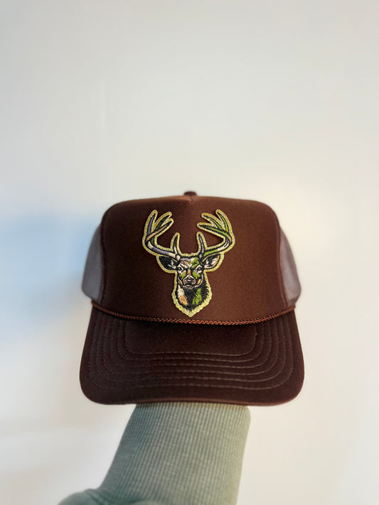 Brown Sequin Deer Trucker Hat