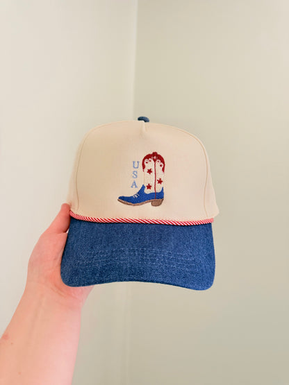 Patriotic Boot Denim Trucker Hat