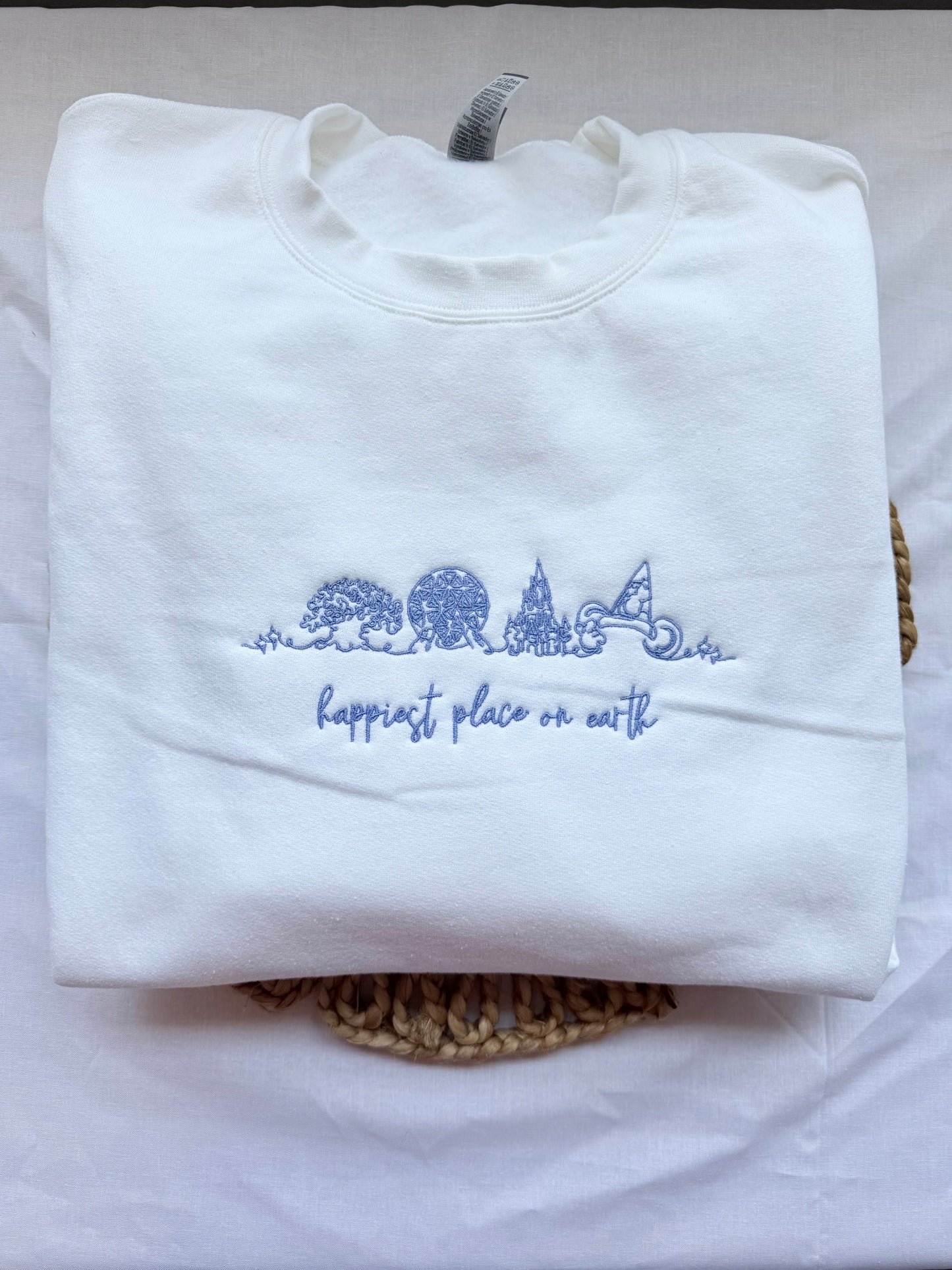 Happiest Place On Earth White Gildan Sweatshirt