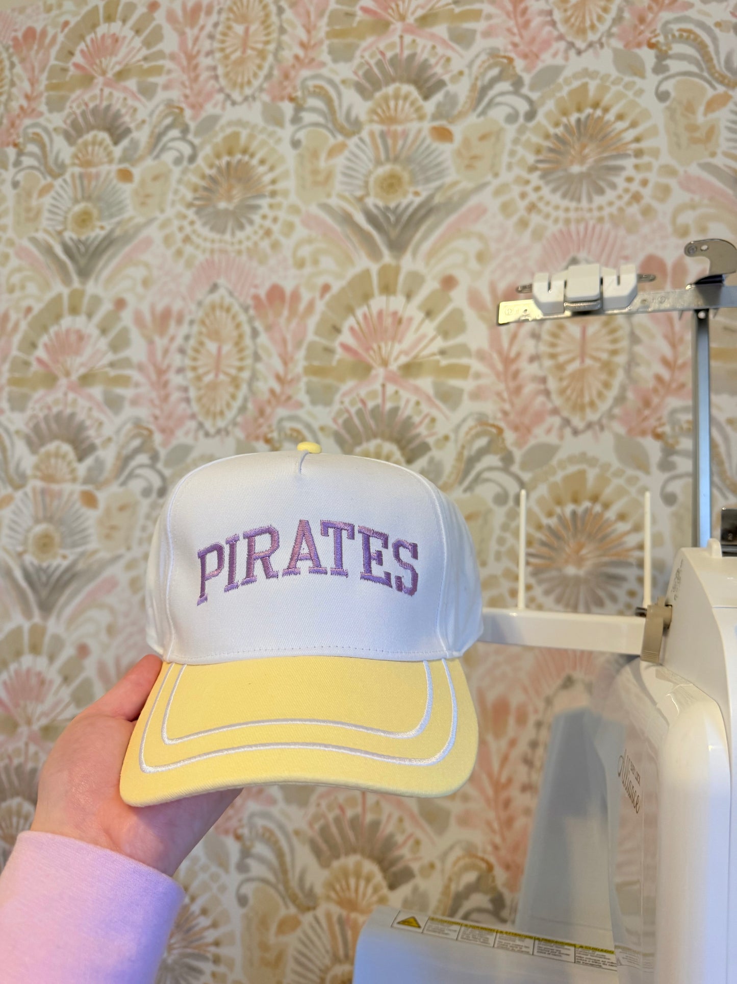 PIRATES Embroidered Yellow Bill Trucker Hat
