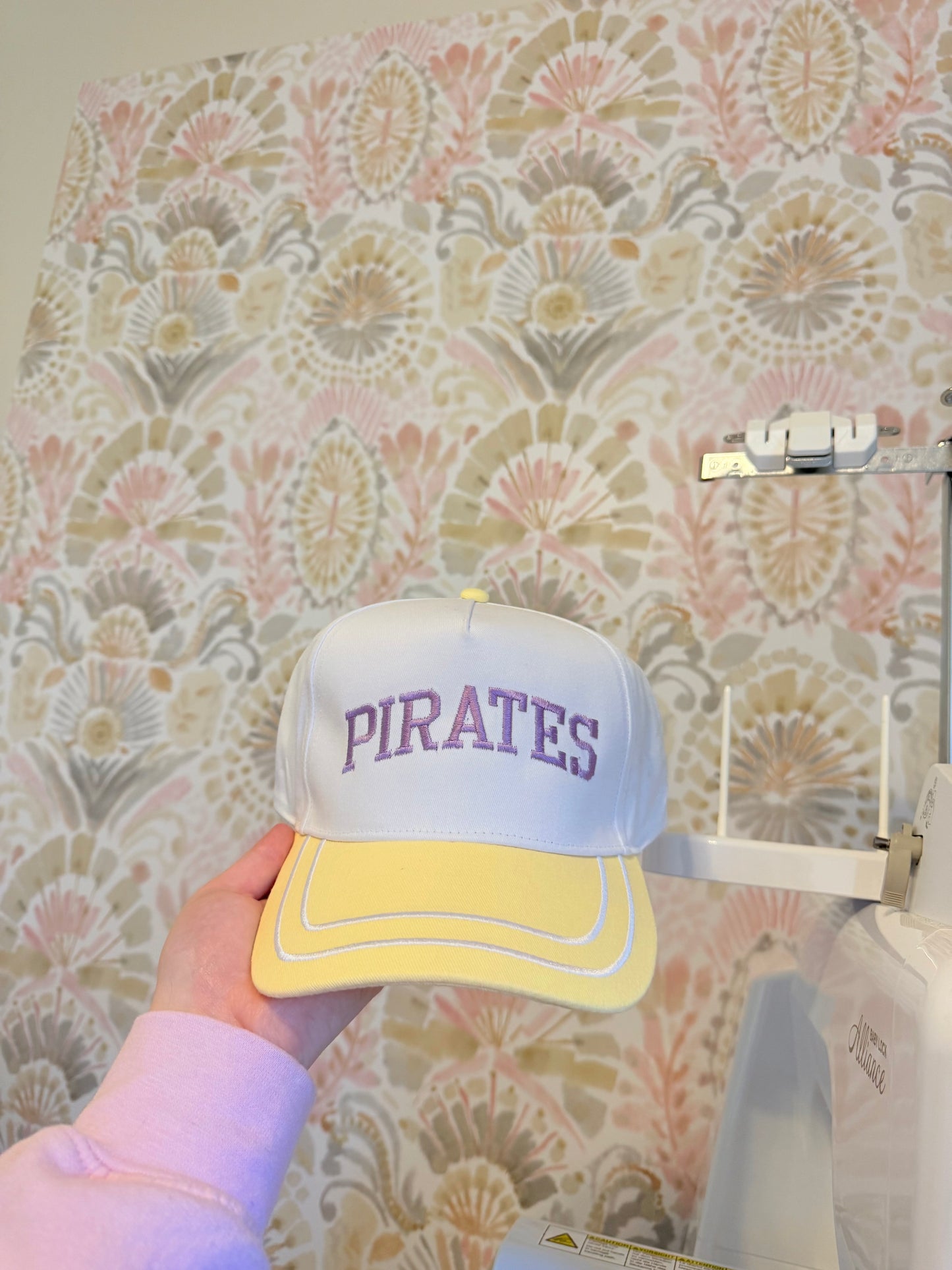 PIRATES Embroidered Yellow Bill Trucker Hat