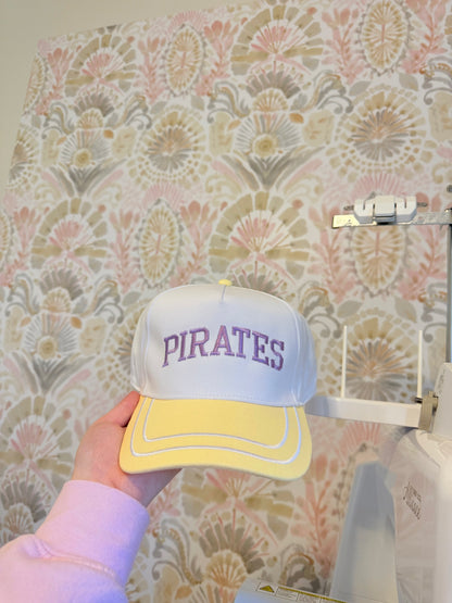 PIRATES Embroidered Yellow Bill Trucker Hat