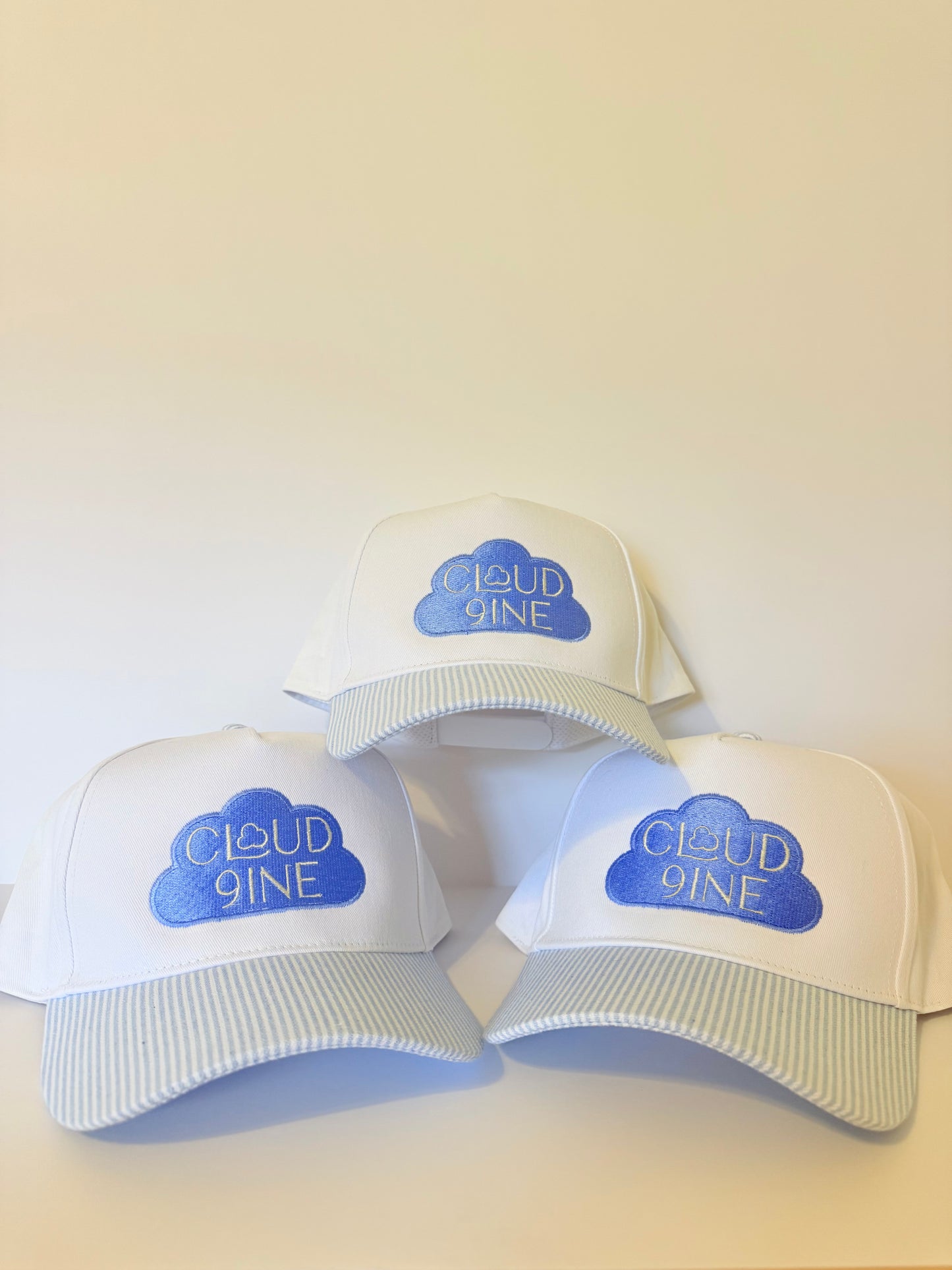 CUSTOM logo (Blue & White Striped) Trucker Hat
