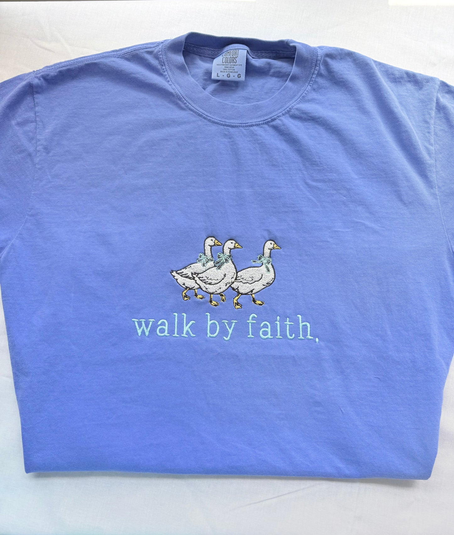 Walk By Faith Blue Comfort Colors T shirt