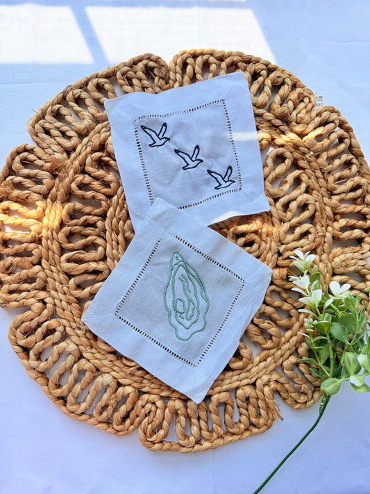 Coastal Cocktail Embroidered Napkins