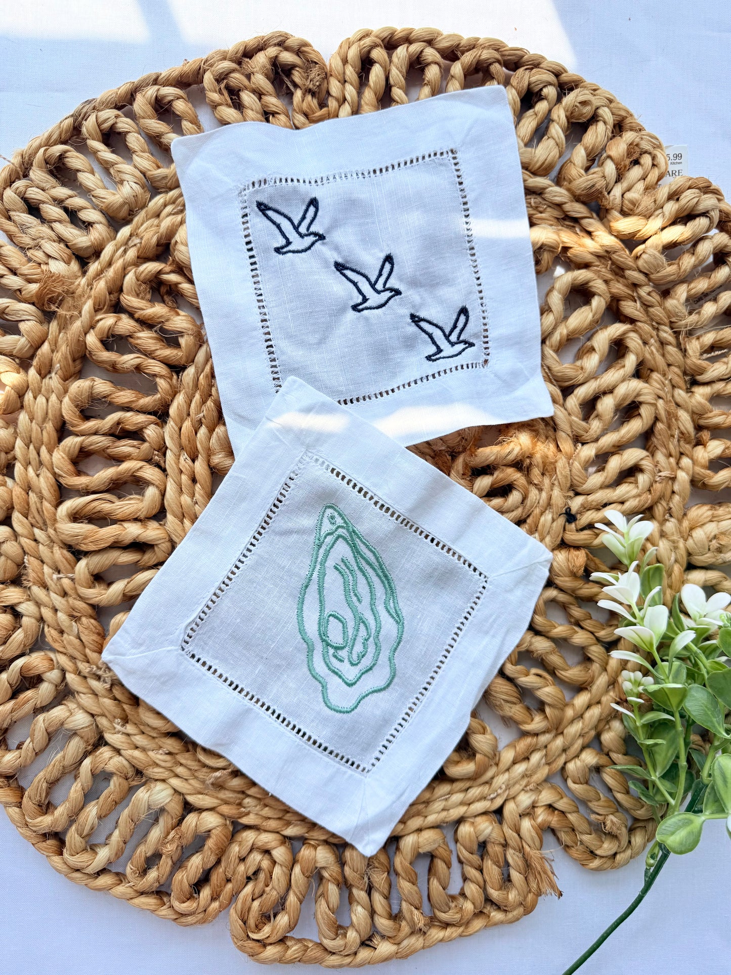 Coastal Cocktail Embroidered Napkins