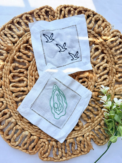 Coastal Cocktail Embroidered Napkins