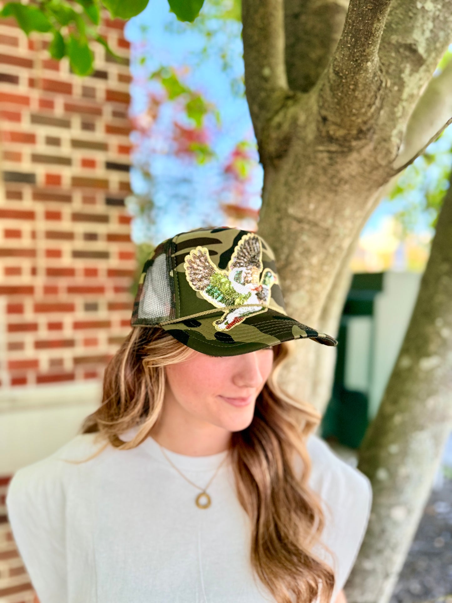 Camo Mallard Sequin Trucker Hat