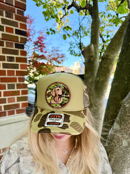 Golden Retriever Sequin Camo Trucker Hat