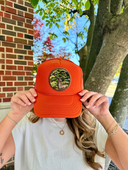 Orange Deer Sequin Trucker Hat